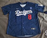 NBA 8 Front 24 back Bryant Dodgers baseball Maillot bleu stripe blanc